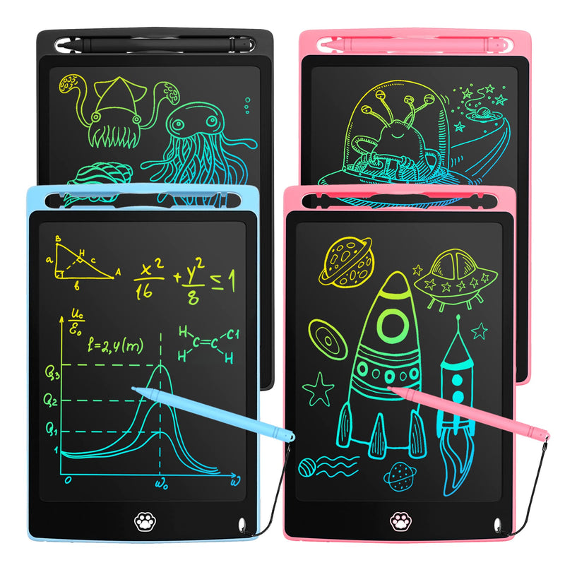  [AUSTRALIA] - 4 Pack LCD Writing Tablet , Writing Tablet for Kids with 8.5 Inch Colorful Screen, Doodle Board Drawing Board, Toddler Boy and Girl Learning Toys Gift, Black+Blue+Pink+Pink