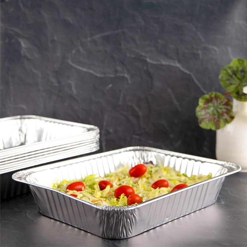  [AUSTRALIA] - Plasticpro Disposable 9 x 13 Heavy Weight Aluminum Foil Pans Half Size Deep Steam Table Bakeware - Cookware Perfect for Baking Cakes, Bread, Meatloaf, Lasagna Pack of 10