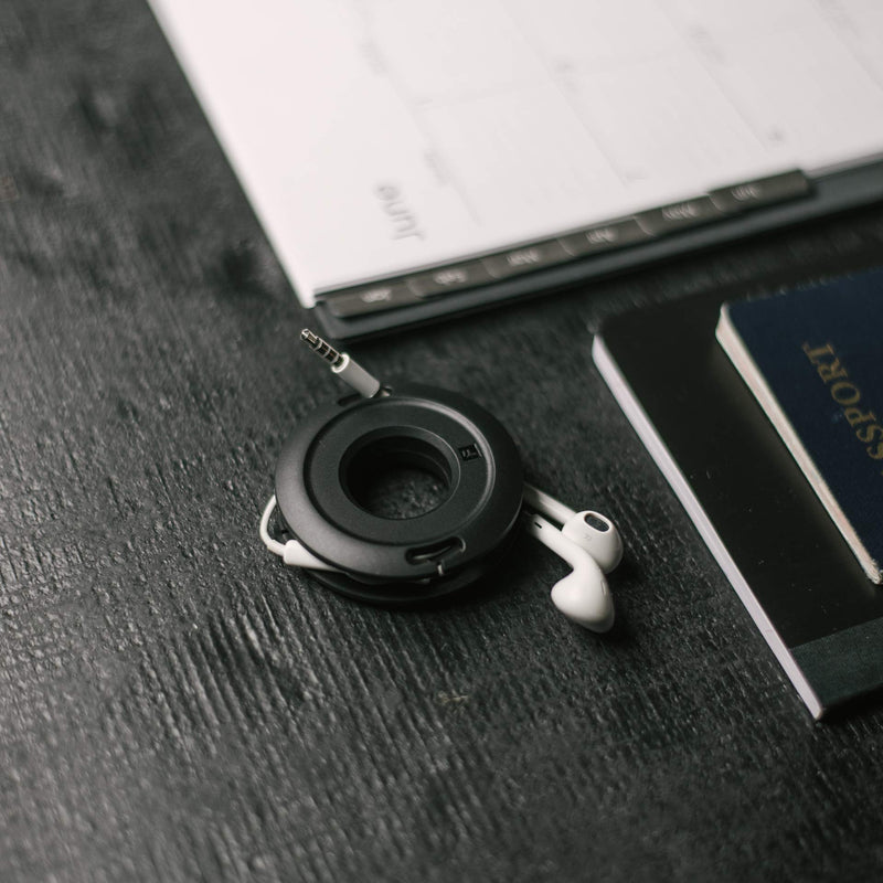  [AUSTRALIA] - Side Winder Mini and Max Headphone and cable winder and organizer perfect for wrapping earbuds and cords for travel and organization (Mini, Black)