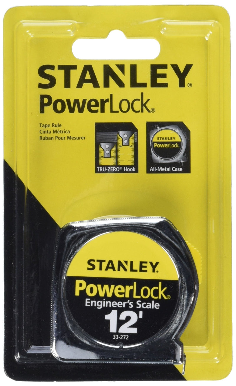  [AUSTRALIA] - STANLEY PowerLock Tape Measure, Heavy-Duty, Engineer’s Scale with Metal Case, 12-Foot (33-272)