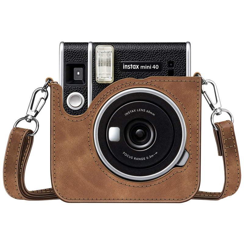  [AUSTRALIA] - Fintie Protective Case for Fujifilm Instax Mini 40 Instant Camera - Premium Vegan Leather Bag Cover with Removable Adjustable Strap, Rustic Brown Z-Rustic Brown