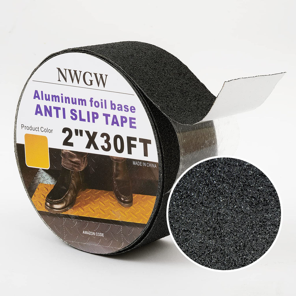  [AUSTRALIA] - NWGW Anti Slip Tape 2 Inch x 30 Feet, Aluminum Foil Base Non Skid Tape, Black Anti Slip Tape Excellent for Sidewalks, Steps, Work Station Trailers, Work Vehicles