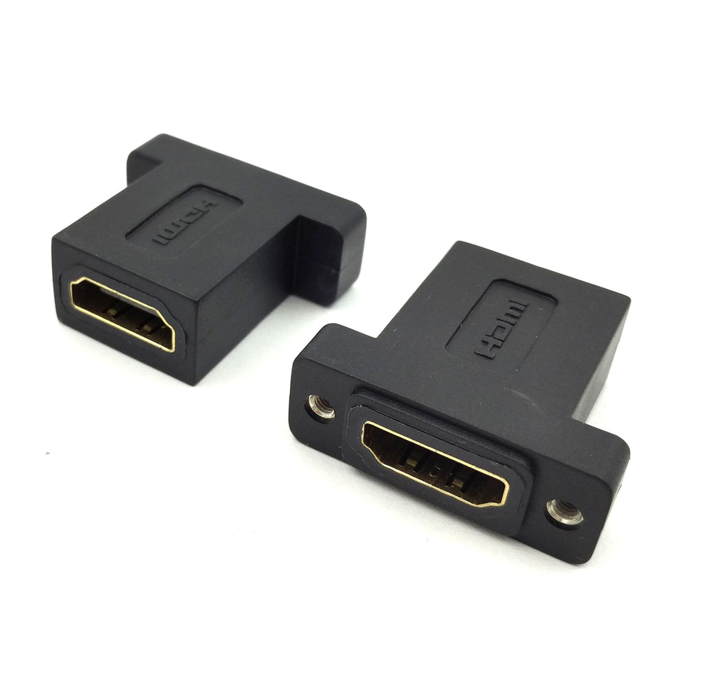  [AUSTRALIA] - HDMI Coupler Adapter Connector, Poyiccot (2-Pack) Golden Plated HDMI Female to Female Inline Straight Coupler with Screw Panel Black