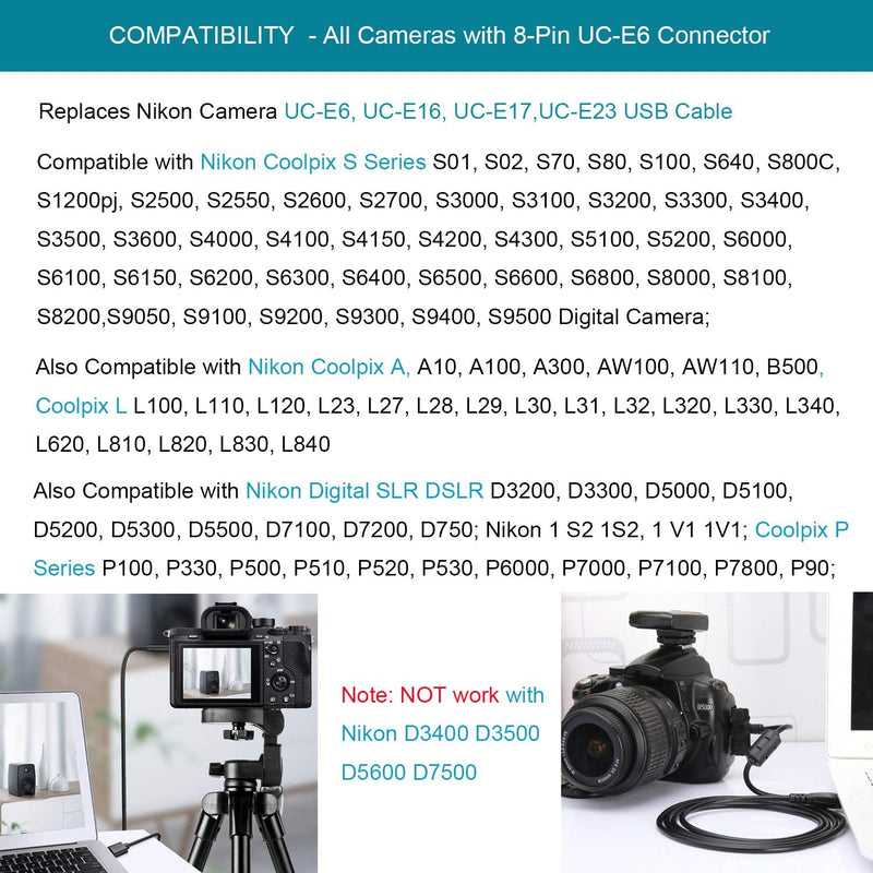  [AUSTRALIA] - MaxLLTo® Replacement UC-E6 USB Date Cable for Nikon Coolpix L26, L28, B500,L110 L120, L310, L330, L340, L620, L810, L820, L830, L840, A10, D5500, D5200, D7200, D7100, D750