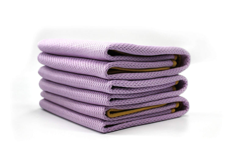  [AUSTRALIA] - Maxshine 520GSM Microfiber Drying Towel Car Detailing Cleaning Glass Towel, Purple with Yellow Silk Border, 50×70cm, 3pcs/Pack