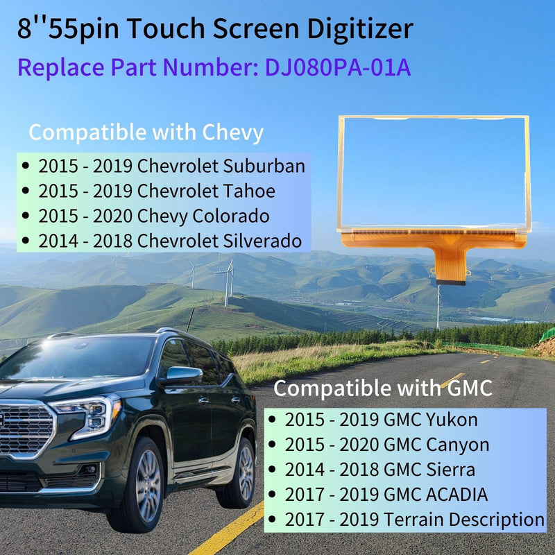  [AUSTRALIA] - Kixfwpy 8” 55pin Touch Screen Digitizer Replacement for GMC MyLink Navigation Radio Replace DJ080PA-01A fit for 2015-2018 Chevrolet Suburban Tahoe Chevy Colorado Silverado GMC Yukon Canyon Sierra