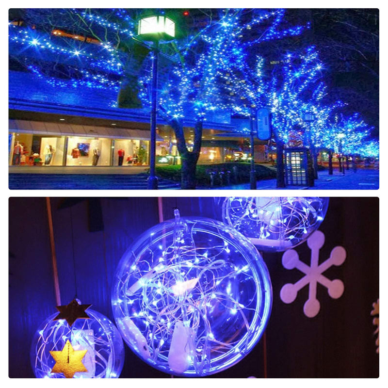  [AUSTRALIA] - ILLUMINEW 2 Pack 100 LED String Lights, 8 Modes Twinkle Fairy Lights Battery Operated, Indoor/Outdoor Copper Wire Christmas Lights for Bedroom, Wedding, Garden, Party Decoration(Blue) Blue