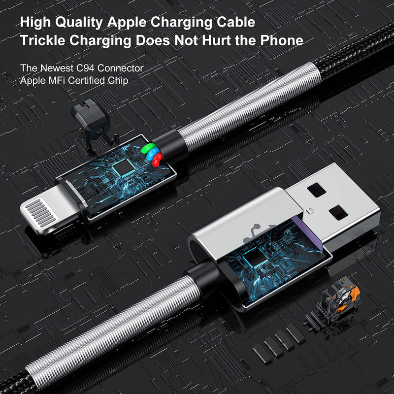 [AUSTRALIA] - 2Pack 10ft iPhone Charger Cable, [ Apple MFi Certified ] Long Lightning Cable 10 Foot, High Fast 10 Feet Apple iPhone Charging Cable Cord for Apple iPhone 13/12/11 Pro/11/XS MAX/XR/8/7/6s/6/5S/SE iPad Silver