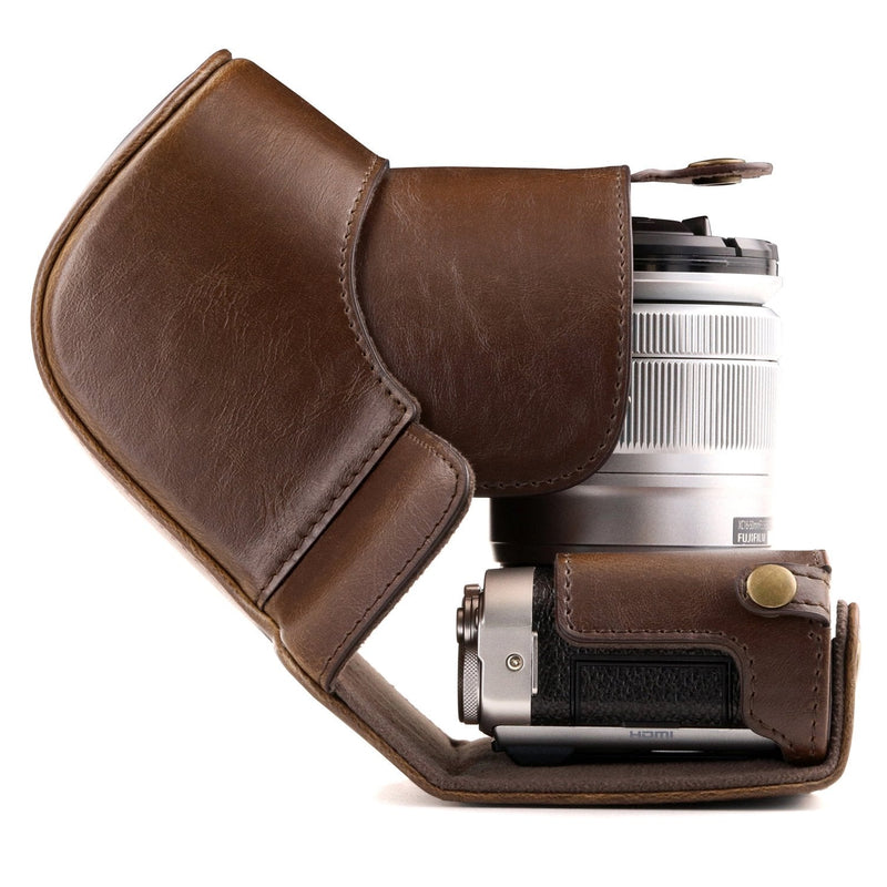  [AUSTRALIA] - MegaGear Ever Ready Leather Camera Case and Strap Compatible with Fujifilm X-A5, X-A3, X-A2, X-A1, X-M1 Dark Brown