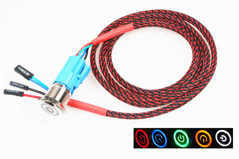 NOYITO 16mm 19mm Chassis Switch Host Metal Button Switch with 3.28ft 3A Extension Cable Red Yellow Blue Green White Switch Symbol Suitable for Computer DIY Switch - Upgrade (16mm Blue) 16mm Blue - LeoForward Australia
