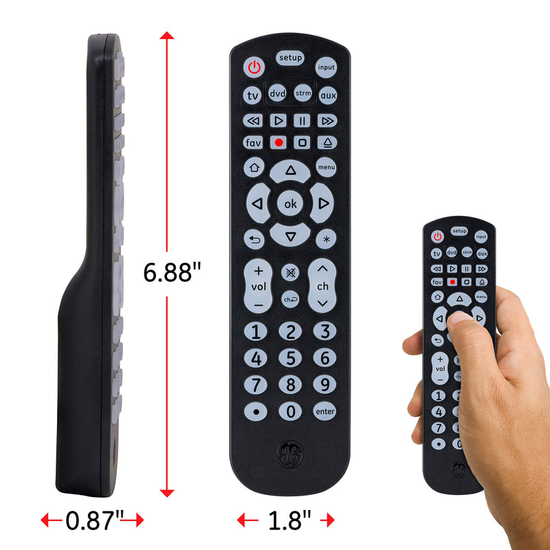 GE Backlit Universal Remote Control for Samsung, Vizio, LG, Sony, Sharp, Roku, Apple TV, TCL, Panasonic, Smart TV, Streaming Players, Blu-Ray, DVD, 4-Device, Black, 40081 4-Device Backlit - LeoForward Australia