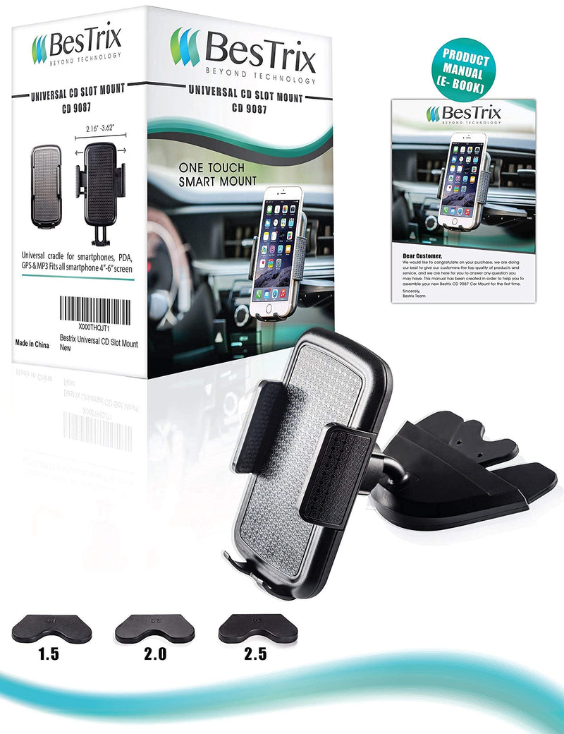  [AUSTRALIA] - BesTrix Cell Phone Holder for Car, CD Slot Car Phone Holder, Hands Free Car Mount with Strong Grip Universal for iPhone14/13/12/11/11Pro/Xs MAX/XR/XS/X/8/7/6 Plus, Galaxy S22/S21/S20/S10+/S10e/S9/S9+/N9