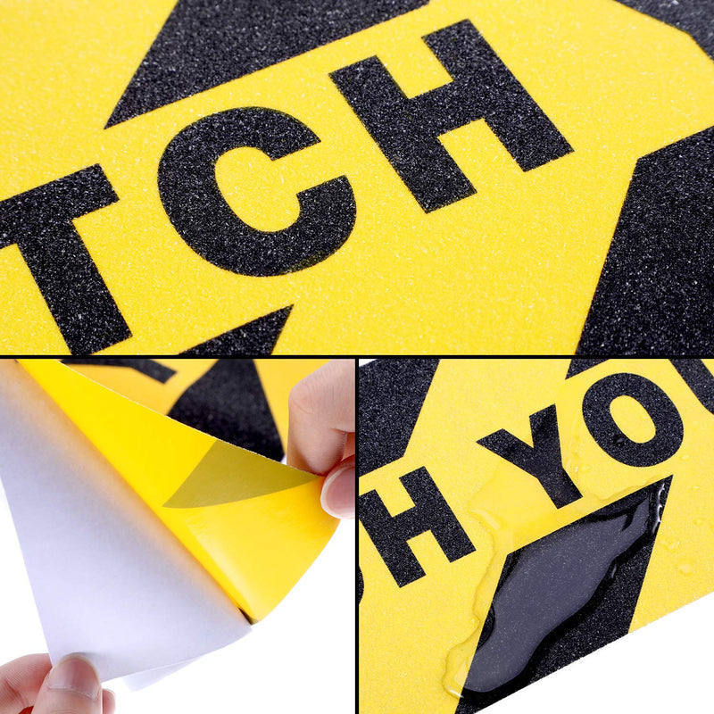  [AUSTRALIA] - Watch Your Step Floor Decals Stickers 6x24 Inch Warning Sign Sticker Floor Tape Anti Slip Abrasive Adhesive Tape Decal for Workplace Home Safety Wet Floor Caution (6 Pieces) 6