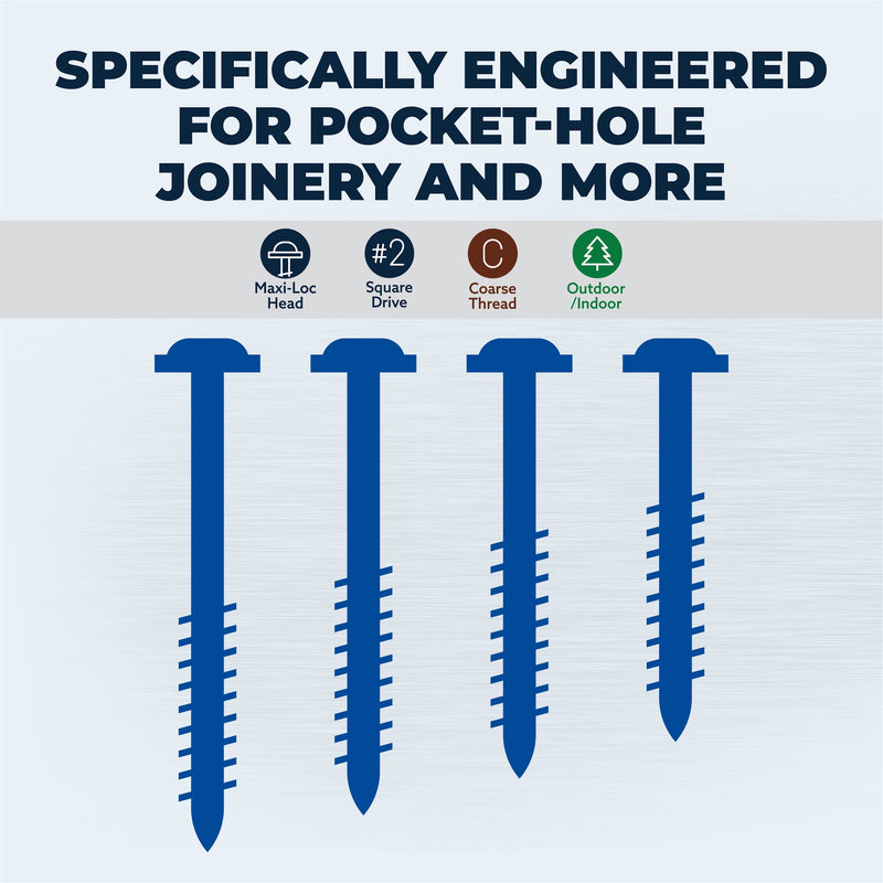  [AUSTRALIA] - Kreg SML-C250B-50 Blue Kote Pocket Screws, 2-1/2-Inch #8 Coarse Thread, Maxi-Loc Head (50 Count)