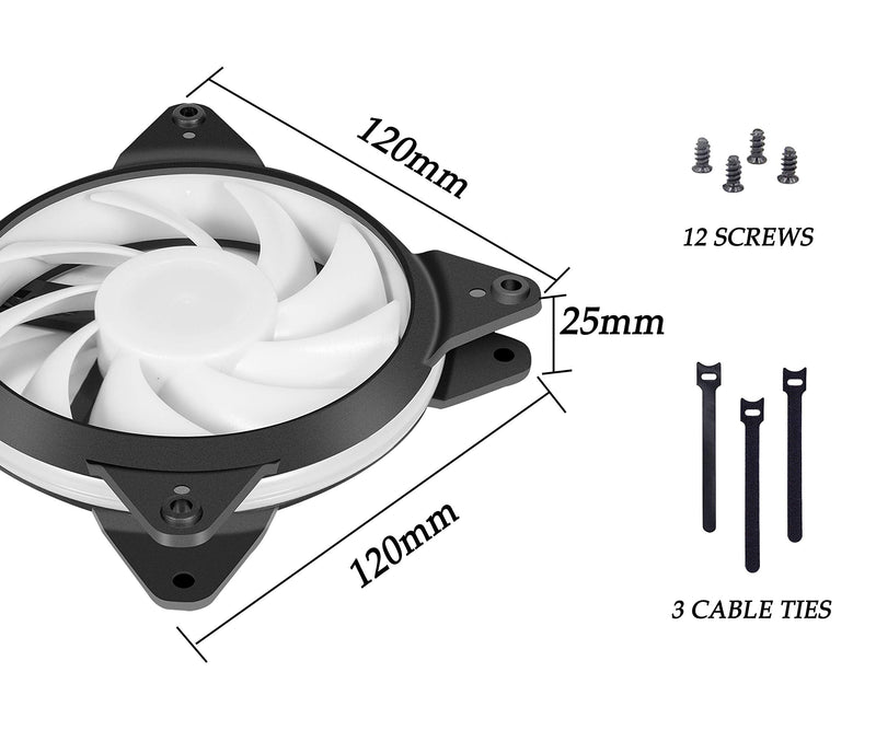  [AUSTRALIA] - upHere 120mm 3-Pack 3-Pin High Airflow Quiet Edition White LED Case Fan for PC Cases, CPU Coolers, and Radiators T3WT3-3