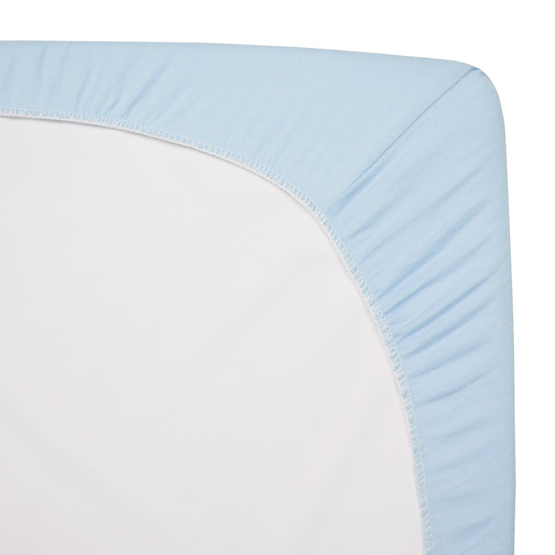  [AUSTRALIA] - American Baby Company Pack of 2 100% Natural Cotton Jersey Knit 18 x 36 Cradle Sheet - Fitted, Blue, Soft Breathable, for Boys and Girls