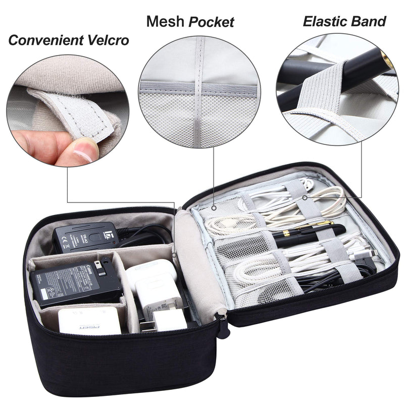  [AUSTRALIA] - VOCUS Waterproof Electronics Accessories Cable Organizer Bag Cable Organizer Bag for USB SD Card Phone Charger Black