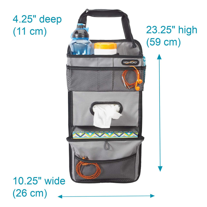  [AUSTRALIA] - High Road TissuePockets Backseat Organizer with Tissue Compartment and Cup Holder Bin (Gray) Gray