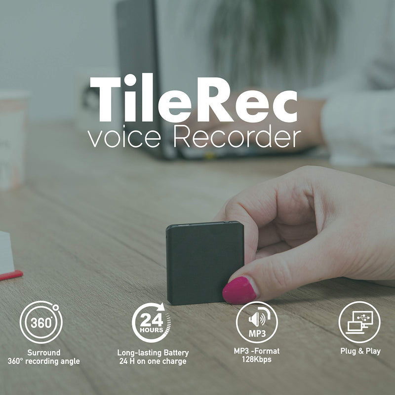  [AUSTRALIA] - TileRec - Slimmest Voice Activated Recorder with 145 Hours Recording Capacity, MP3 Records, 24 Hours Battery Time, Metal Case – by Atto Digital