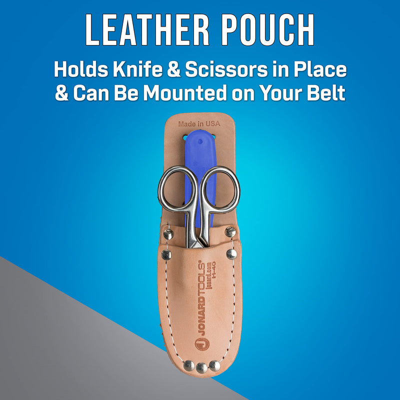  [AUSTRALIA] - Jonard Tools TK-400 3 Piece Splicers Kit with included Splicing Knife, Electrician's Scissors, and Leather Pouch 3 Piece Splicer's Kit