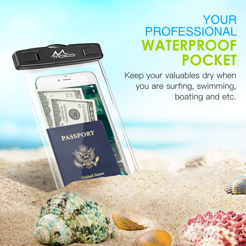  [AUSTRALIA] - MoKo Waterproof Phone Pouch [3 Pack], Underwater Phone Case Dry Bag with Lanyard Compatible with iPhone 13/13 Pro Max/iPhone 12/12 Pro Max/11 Pro Max, X/Xr/Xs Max, 8/7, Galaxy S21/S10/S9, Note 10/9/8 Black + Black + Balck