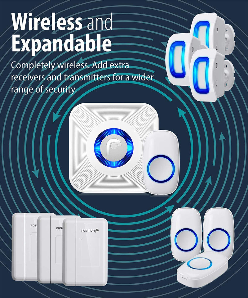  [AUSTRALIA] - Fosmon WaveLink 51005HOM Wireless Home Security Driveway Alarm, Motion Sensor Detect Alert, Store Door Entry Chime Doorbell (500 Feet, 58 Tunes, 5 Volume Levels, LED Indicators) 1 Motion Detector