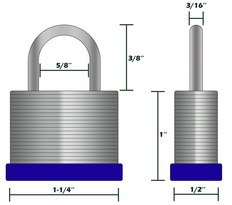  [AUSTRALIA] - Pack of 6, Small Laminated Solid Steel Padlocks Hardened Shackle, Heavy Duty Lock with Shackle, Wide Body Laminated Steel Pin Tumbler Keys Included Outdoor Security Lock