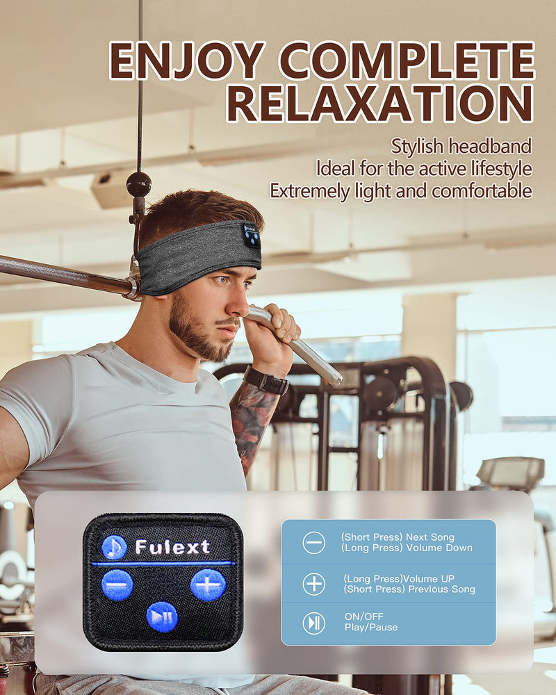  [AUSTRALIA] - Sleeping Headphones Bluetooth Headband, Perytong Soft Sleep Headphones Headbands,Long Time Play Sleeping Headsets with Built in Speakers Perfect for Workout,Running,Yoga,Travel DarkGray