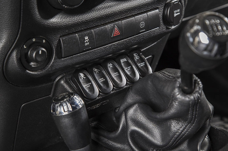  [AUSTRALIA] - Rugged Ridge 17235.73 Etched Lower 5 Switch Panel Kit (11-18 Jeep Wrangler JK)