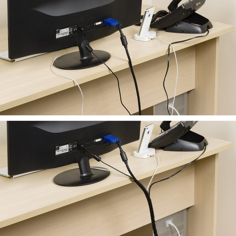  [AUSTRALIA] - D-Line Cable Spiral Wrap, Cable Management Solution to Organize Bundles of Cords 0.4" - 1.57", Wire Sleeve for Cord Protection - 8.2ft Length (Black) Black