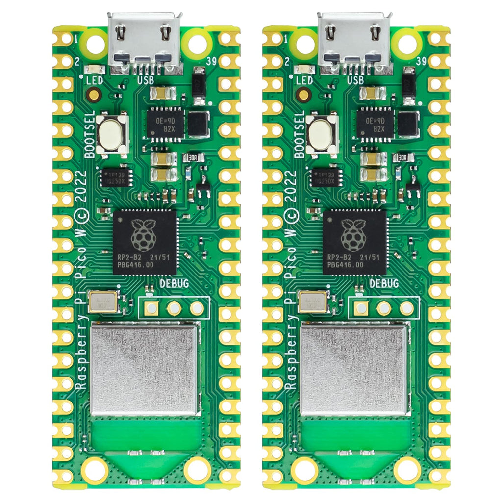  [AUSTRALIA] - Hosyond 2PCS Raspberry Pi Pico W Wireless LAN WiFi RP2040 Dual-core Microcontroller Development Board with USB Cables/Pin Headers