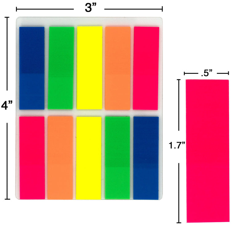  [AUSTRALIA] - Emraw Colorful Sticky Coding Flags Page Markers Index Tabs, 0.5" X 1.7" Neon Bright Colored Self Stick Removable Stick It Indexing Flags - Pack of 20 Pads (500 Sheets)