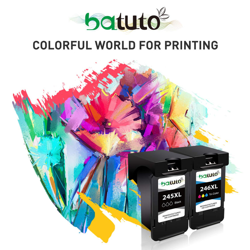  [AUSTRALIA] - batuto Remanufactured Ink Cartridge 245xl 246xl Combo Pack Replacement for 245 XL Ink Cartridge for Pixma MX490 MX492 MG2522 TR4500 TR4520 TS3100 TS3122 TS3300 TS3322 TS3320(2 Black)