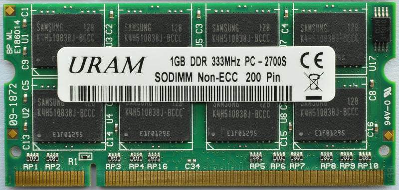  [AUSTRALIA] - URAM DDR DDR1 1GB RAM 333MHz PC2700 200 Pin Samsung Chip Memory Module for Laptops/Notebooks