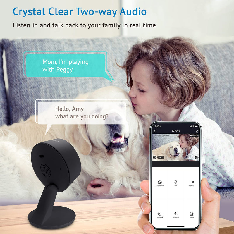  [AUSTRALIA] - Laview Home Security Camera HD 1080P(2 Pack) Motion Detection, Two-Way Audio, Night Vision, WiFi Indoor Surveillance for Baby/pet,Alexa and Google,Cloud Service (US Server) Black 2 Pack