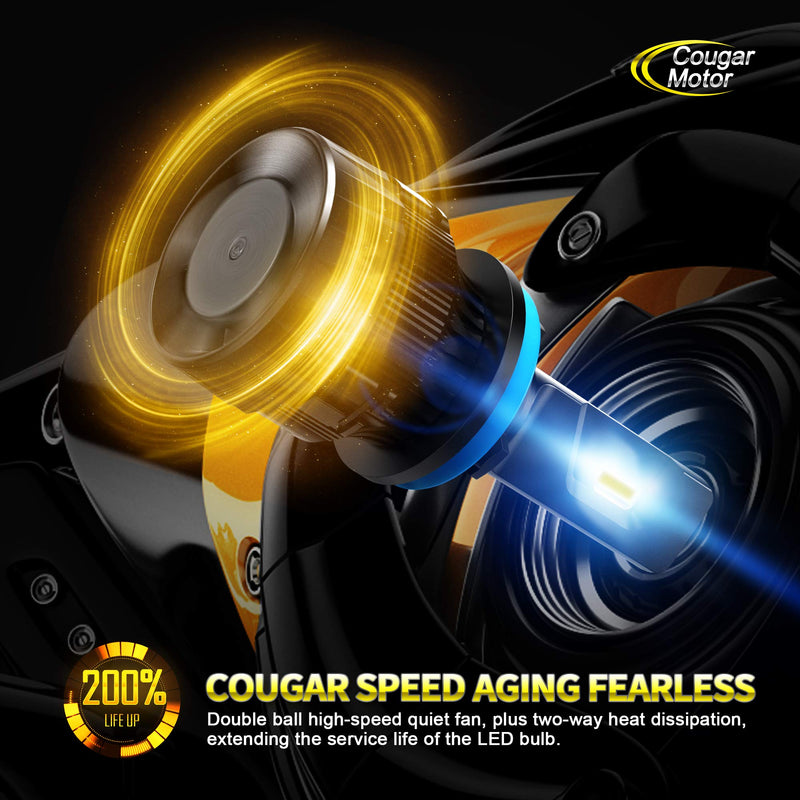 Cougar Motor X-Small H11 H8 H9 LED Bulb, 6500K All-in-One Conversion Kit - Cool White, Replacement Bulbs, Pack of 2 Low Fog Light - LeoForward Australia