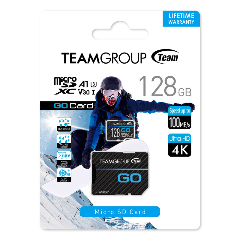  [AUSTRALIA] - TEAMGROUP GO Card 128GB 10 Pack Micro SDXC UHS-I U3 V30 4K for GoPro & Drone & Action Cameras High Speed Flash Memory Card with Adapter for Outdoor Sports, 4K Shooting, Nintendo-Switch TGUSDX128GU366 128GB (10pack)