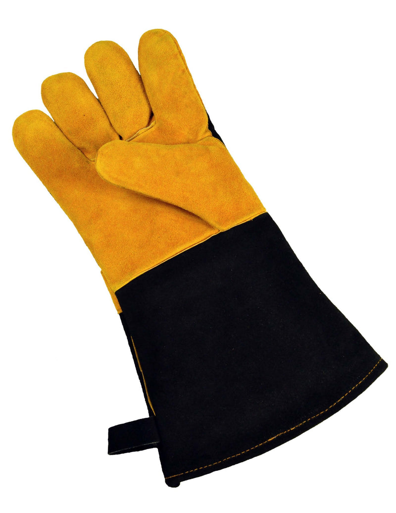  [AUSTRALIA] - 14.5" Long Premium Leather Gloves, BBQ gloves, Grill and Fireplace Gloves, Cotton lining with Kevlar stitch, Heat Resistant Gloves, animal handling gloves, bite-proof gloves Suede Finish Overall