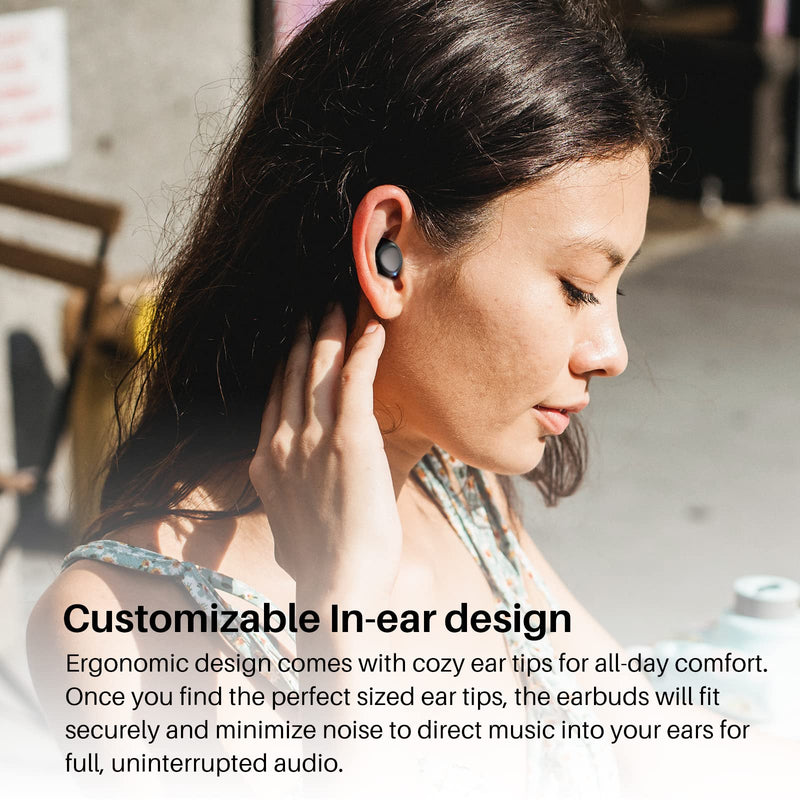  [AUSTRALIA] - TOZO A1 Mini Wireless Earbuds Bluetooth 5.0 in Ear Light-Weight Headphones Built-in Microphone, Immersive Premium Sound Long Distance Connection Headset with Charging Case, Black