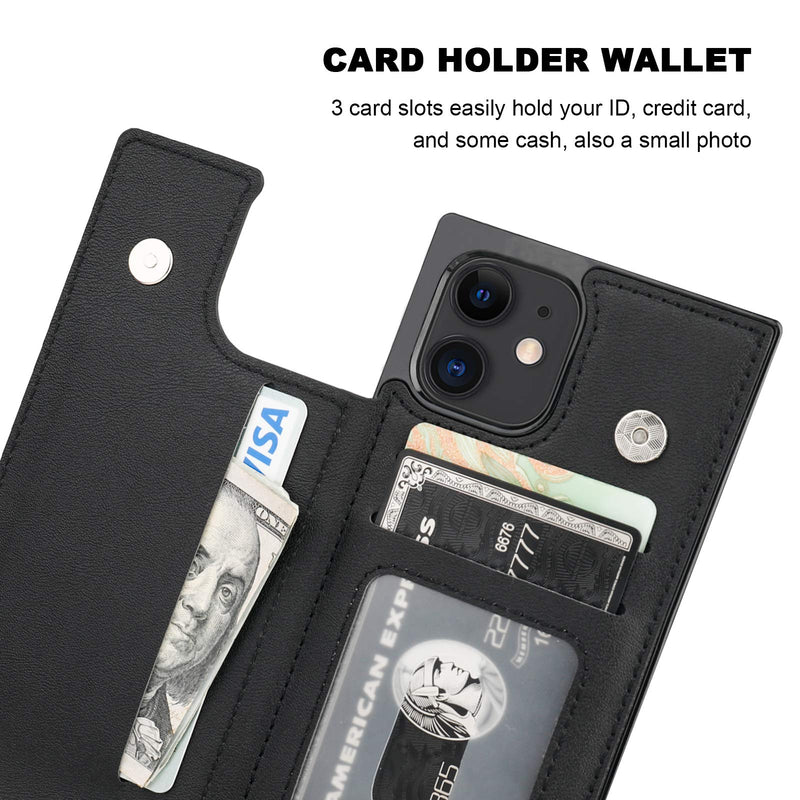  [AUSTRALIA] - Bocasal Crossbody Wallet Case for iPhone 12 Mini Credit Card Holder PU Leather Kickstand Shockproof Detachable Cross Body Strap Lanyard Magnetic Closure 5.4 inch(Black) Black For iPhone 12 Mini 5.4 inch display