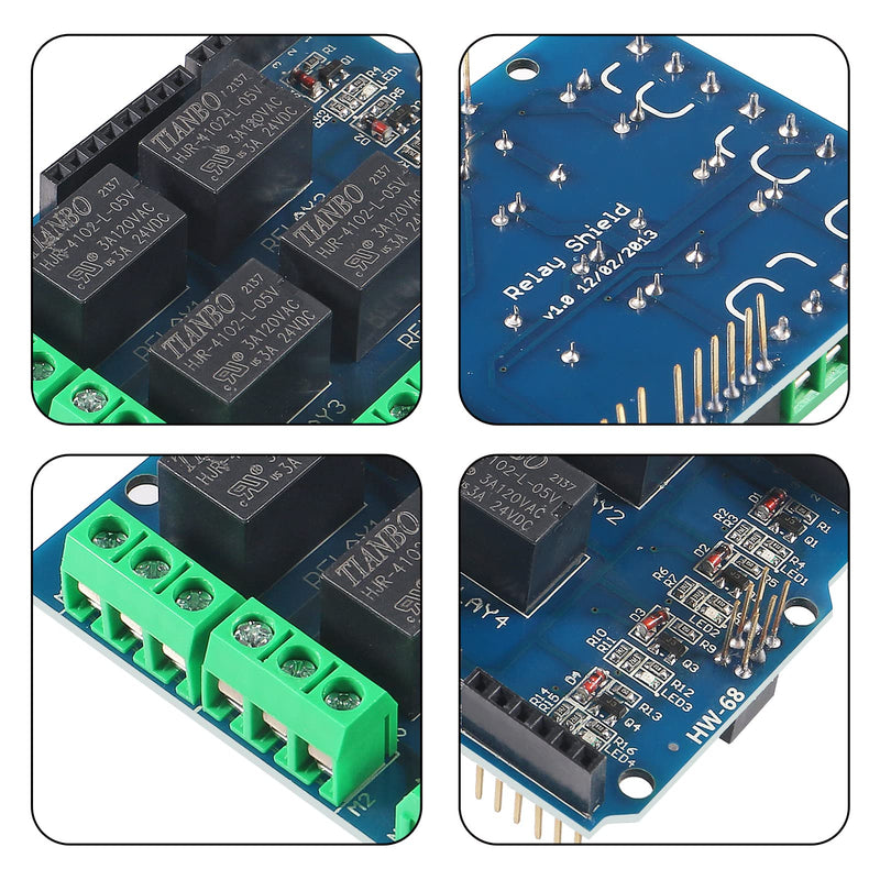  [AUSTRALIA] - AITRIP 2PCS 4 Channel 5v Relay Shield Module for Arduino UNO R3 Relay Shield Interface 4 Four Channel for PIC AVR DSP ARM MCU Arduino UNO R3