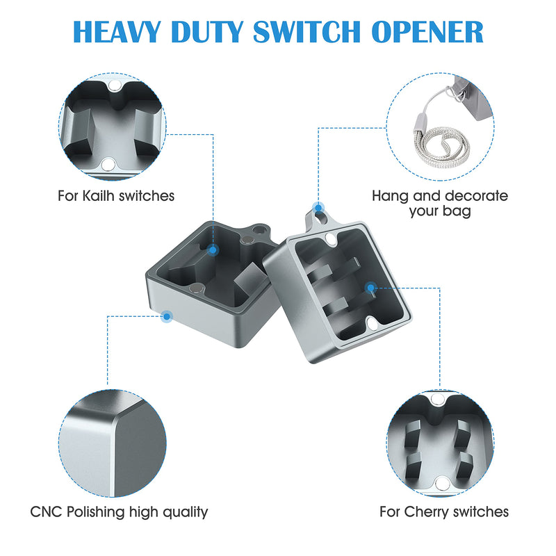 HONKID Switch Opener Aluminum Keyboard Switch Opener for Cherry MX Gateron Kailh Outemu and Panda Mechanical Switches with Metal Magnet (Grey) Grey - LeoForward Australia