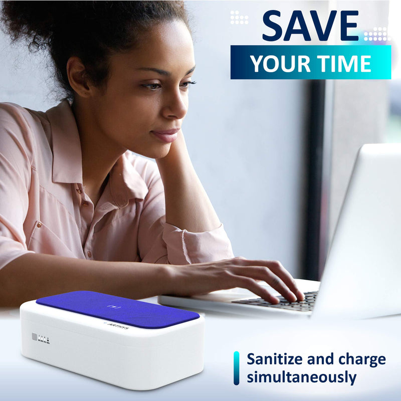  [AUSTRALIA] - UV Light Phone Sanitizer with Fast Wireless Charger | Cell Phone Sterilizer | UVC Cleaning Portable Box for Smartphones, Makeup Tools, Credit Cards, Keys, Glasses | Disinfector EPA: 97272-CHN-1