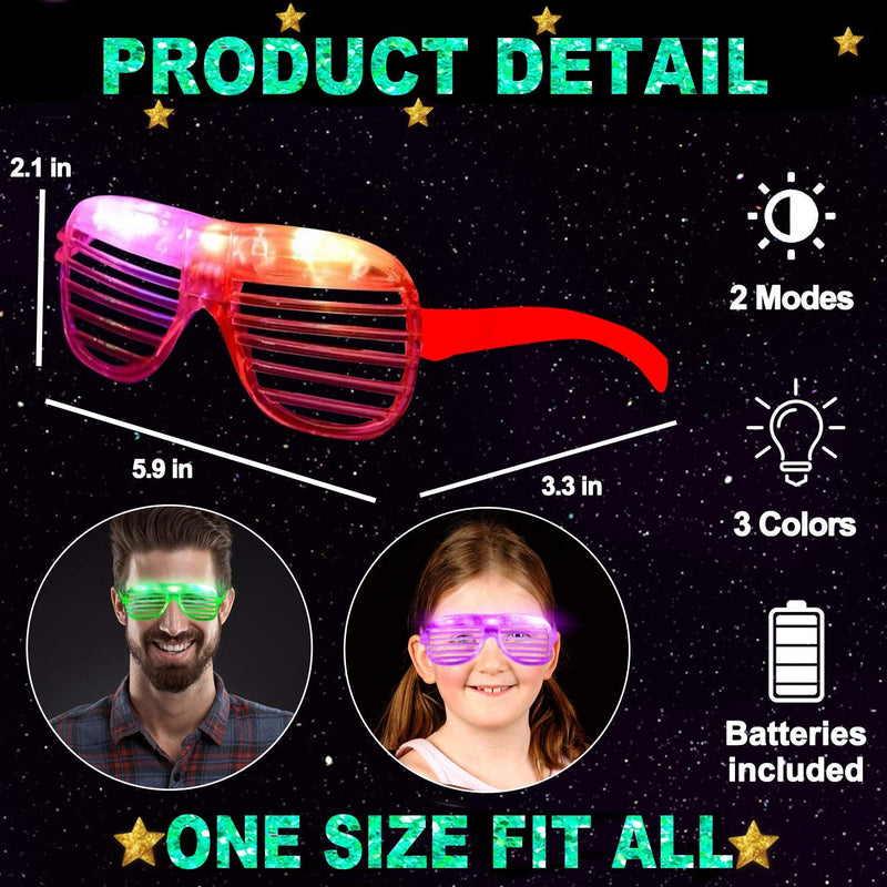 TURNMEON 20 Pack LED Glasses,6 Color Light Up Glasses Shutter Shades Glow Sticks Glasses Led Party Sunglasses Adult Kids Glow in The Dark Halloween Party Supplies Favors Birthday Neon Party Glow Toys - LeoForward Australia
