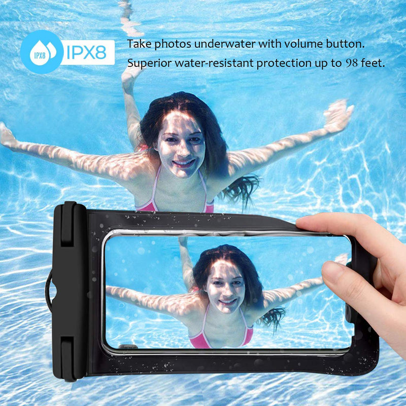  [AUSTRALIA] - Weuiean Waterproof Phone Case, Waterproof Phone Bag with Detachable Lanyard, Phone Dry Bag for iPhone 12/11/SE/XS/XR 8/7/6Plus, Samsung S21/20/10/10+/Note up to 6.9 inch - 2Pack Black+Black Black + Black