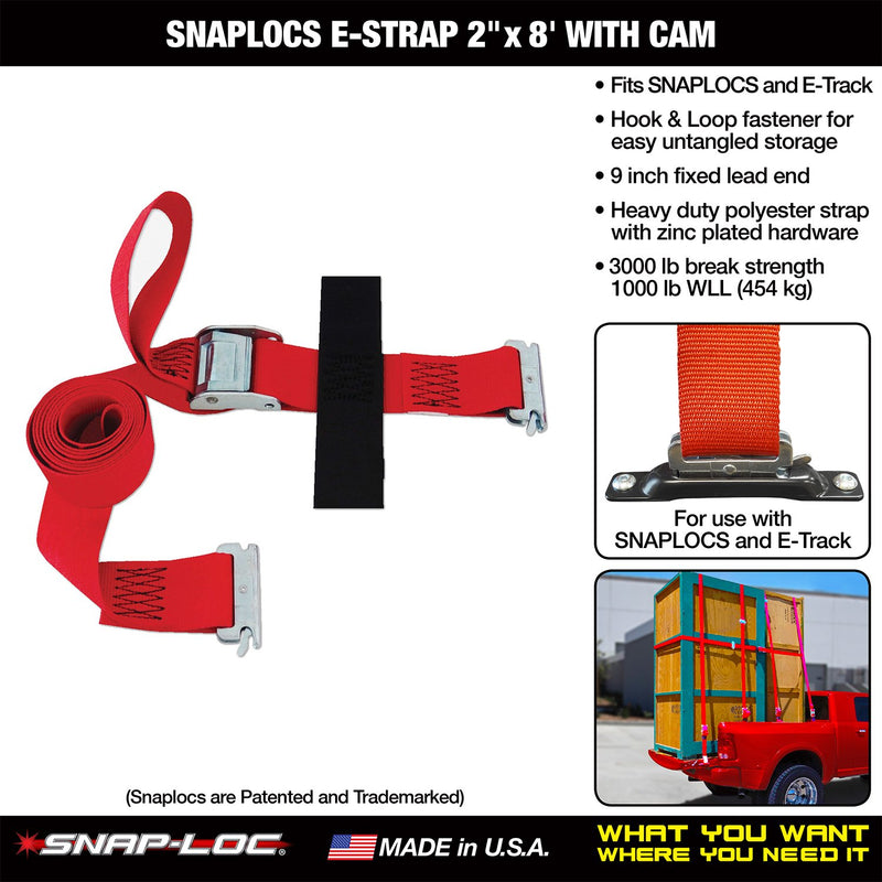  [AUSTRALIA] - SNAPLOCS E-Strap 2"x8' CAM (USA!) with Hook & Loop Storage Fastener