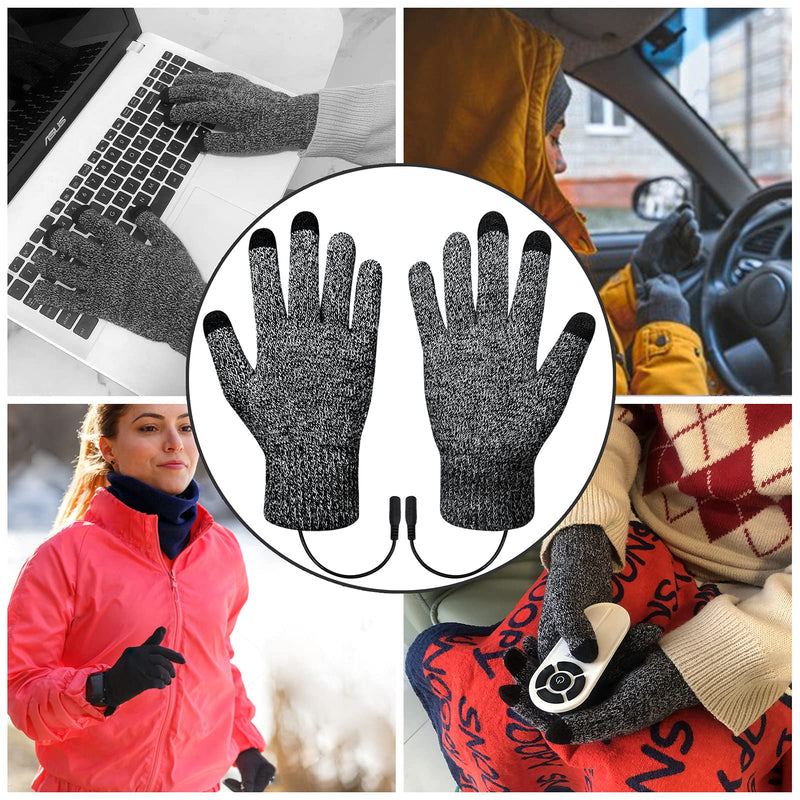  [AUSTRALIA] - USB Heated Gloves for Men and Women Mitten Winter Hands Warm Laptop Gloves Half Heated Fingerless Heating Knitting Hands Warmer Washable Design Long Grey