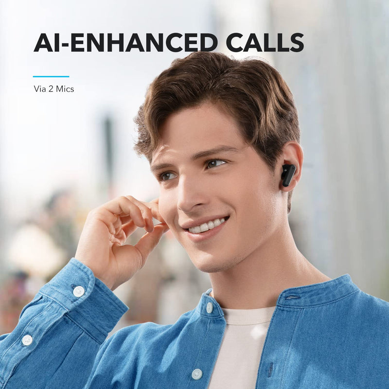  [AUSTRALIA] - Soundcore by Anker P20i True Wireless Earbuds, 10mm Drivers with Big Bass, Bluetooth 5.3, 30H Long Playtime, Water-Resistant, 2 Mics for AI Clear Calls, 22 Preset EQs, Customization via App Black