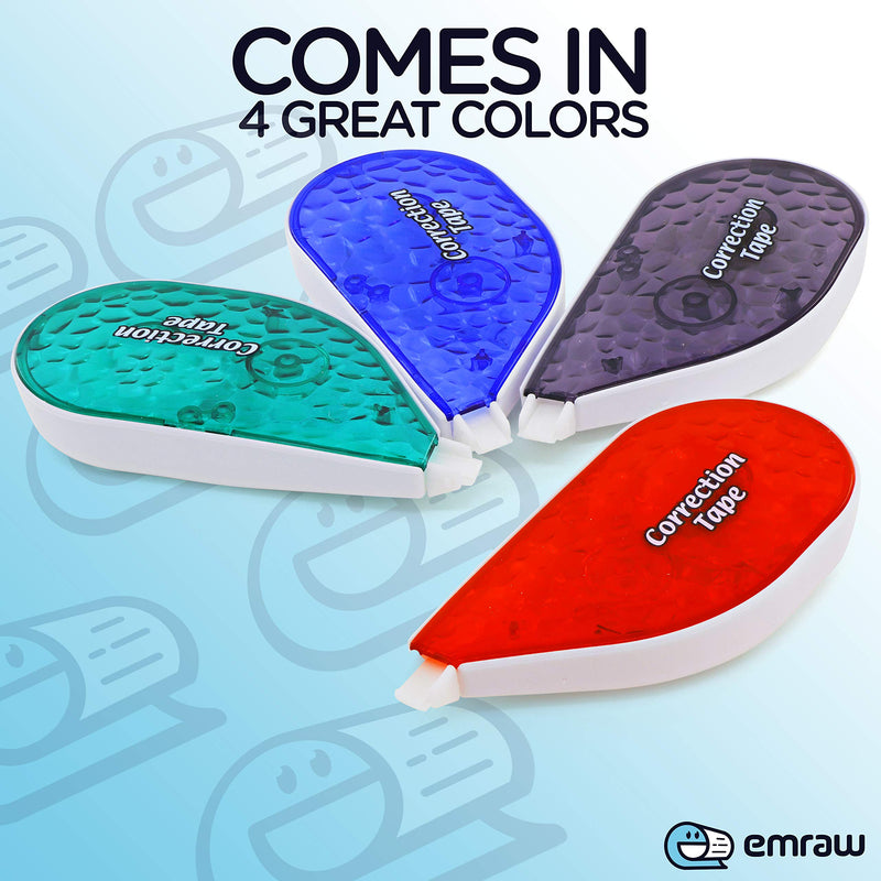  [AUSTRALIA] - Emraw Colorful Mini Correction Tape,Eraser Compact size Durable, Tear Resistant Correction Tap, Applicator for Office School Supplies (4 PCS) 4