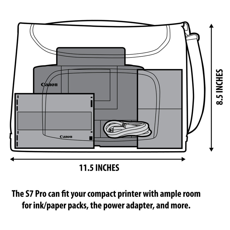 USA GEAR S7P Wireless Compact Photo Printer Carrying Case - Messenger Bag Compatible with Canon SELPHY CP1300 / CP1200 / CP900 / Ivy, Kodak Dock / Mini, Instax Share SP-3 / SP-2, HP Sprocket (Black) Black - LeoForward Australia